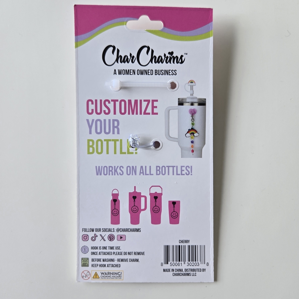 🌺 Wholesale Cherry Water Bottle Charm with Hook - Picture 3 of 7